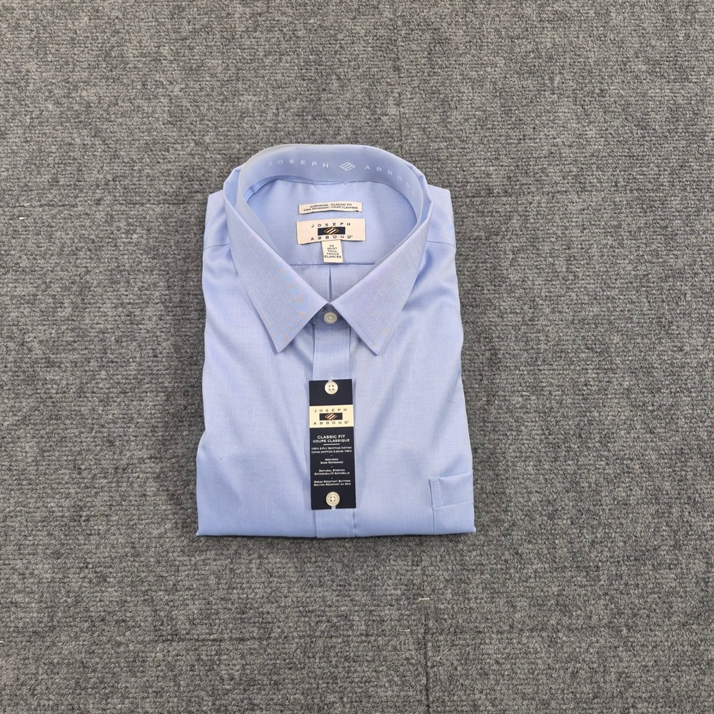 Joseph Abboud Mens Dress Shirt 20 36/37 Tall Blue Egyptian Cotton Non-Iron New